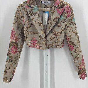 URBNIQUE, Woman's Vintage Metallic Floral Blazer, Size M